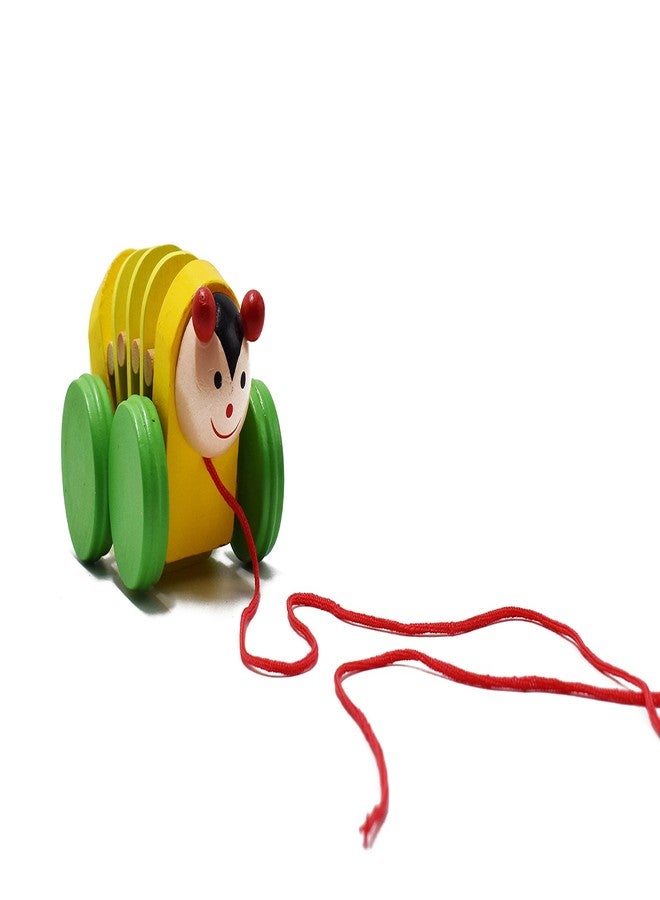 justhandmade Just Handmade Wooden Caterpillar | Airplane Pull Along Toy for Kids, Colors May Vary (Combo of 2) - Image 4